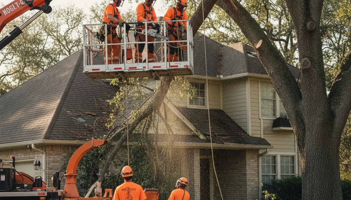 Emergency tree service crew clearing storm-damaged trees in Wellesley, MA