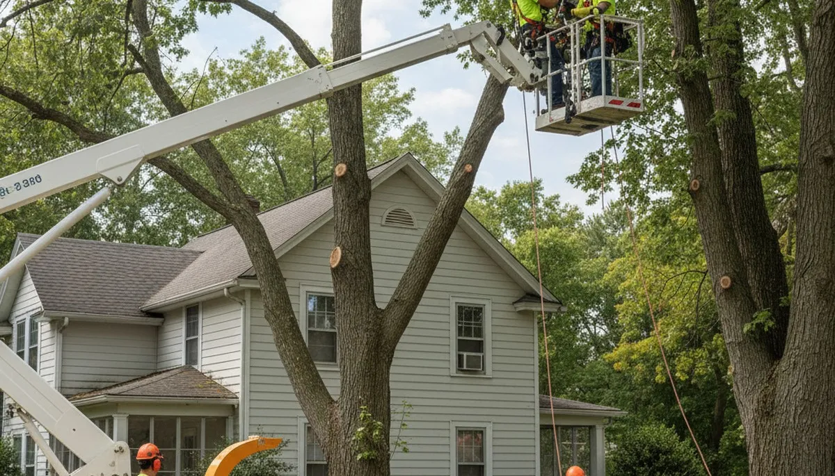 Tree service crew in Wellesley, MA trimming and removing trees for safe, professional property care