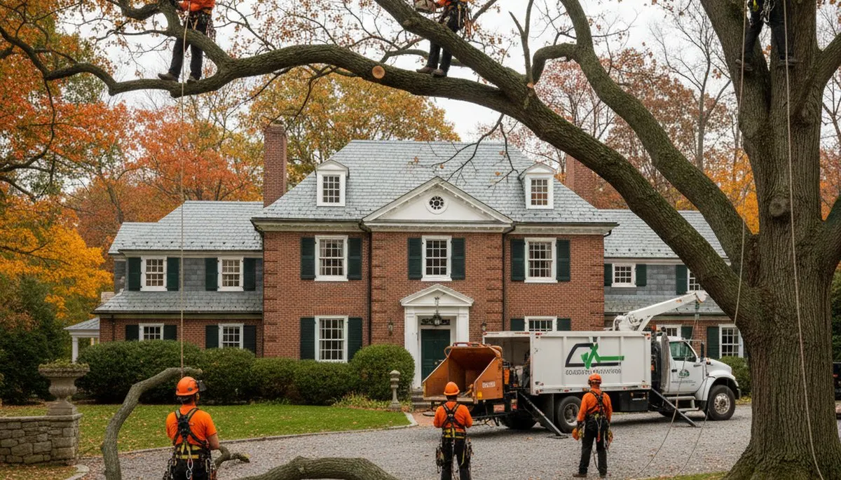 Tree service crew in Wellesley, MA providing professional tree trimming and removal services